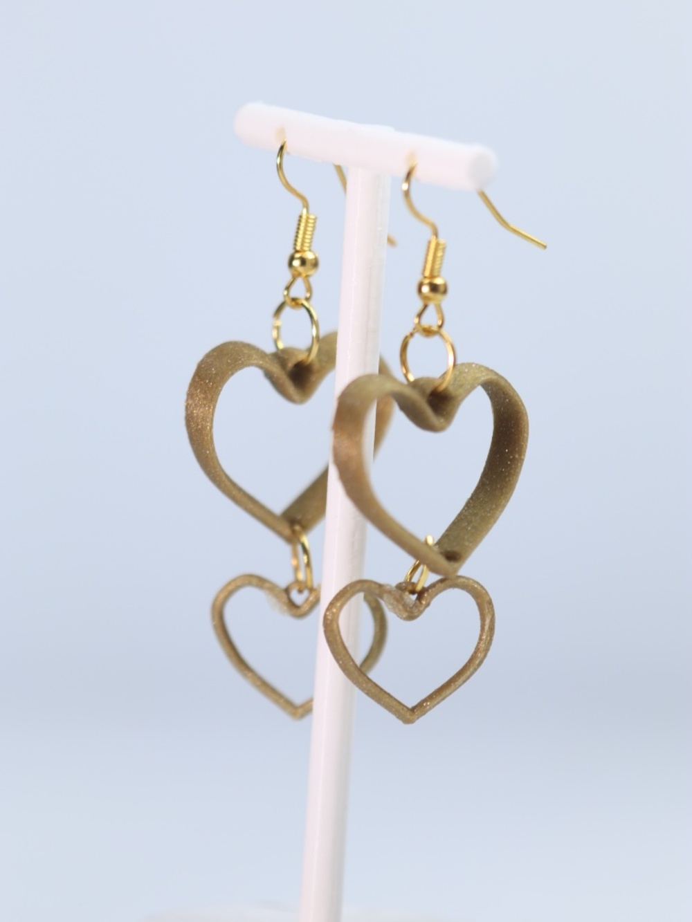Cute Bambu Double Hearts Long Earrings Hook New